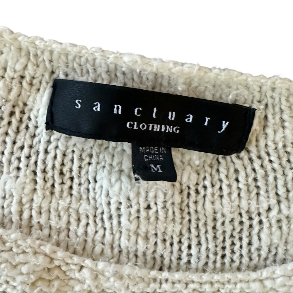 SANCTUARY ivory & black striped cotton blend sweater size Medium - Picture 3 of 5
